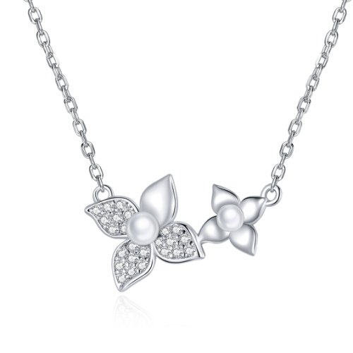 Edenboutique - Colier din argint sparkling flowers & pearls