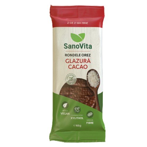 Rondele Orez Glazura Cacao Fara Zahar (Xylitol) 66G Sano Vita
