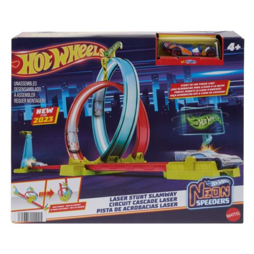 Mattel - Pista cu masinuta hot wheels neon speeders laser stunt slamway