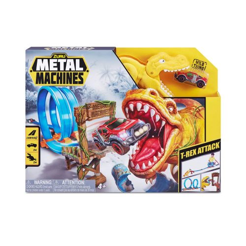 Pista cu masinuta metalica Zuru Metal Machines T-Rex Atack