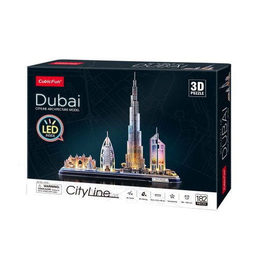 Puzzle 3D cu LED Cubic Fun City Line Dubai 182 piese