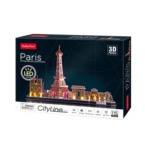 Puzzle 3D cu LED Cubic Fun City Line Paris 115 piese