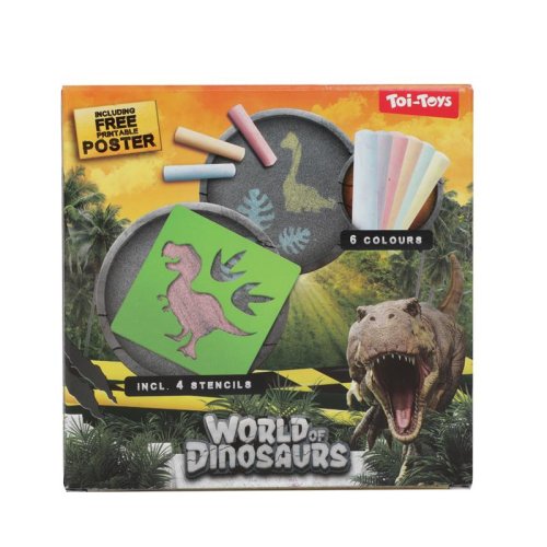 Set creta si sabloane Ttoys Lumea dinozaurilor 6 buc