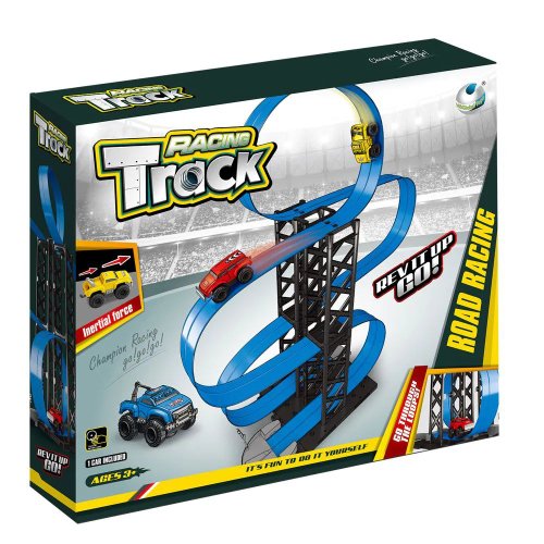 Set de joaca Racing Track Road Racing cu 3 nivele si 1 masinuta 23x76 cm