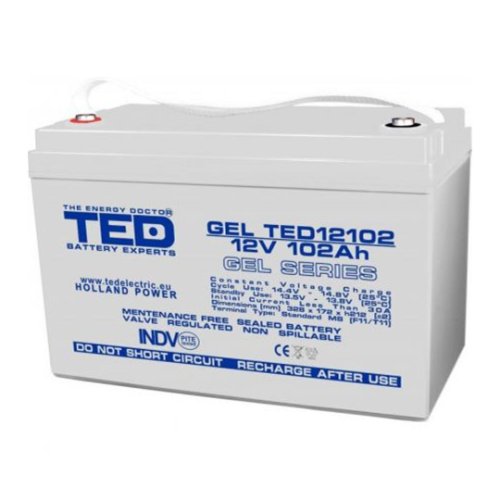 Rovision - Acumulator agm vrla 12v 102a gel deep cycle 328mm x 172mm x h 214mm f12 m8 ted battery expert holland ted003492 (1)