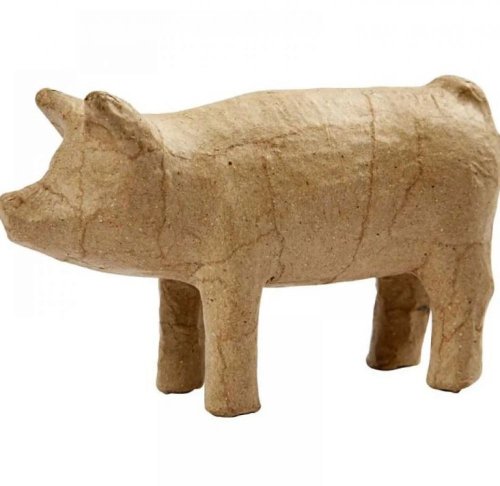 Animal din hârtie reciclată pentru decorat - Porc 8 x 14 cm