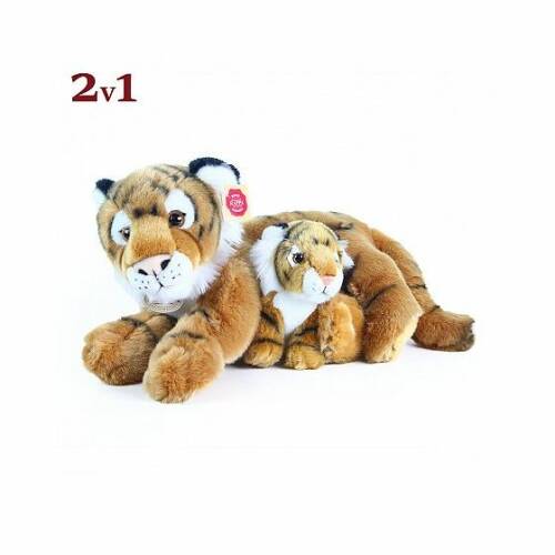 Jucaresti - Jucărie din pluș - tigru 37 cm cu pui 13 cm