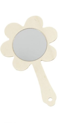 Jucaresti - Oglinda din lemn cu maner - floare sau fluture 14 x 9 cm