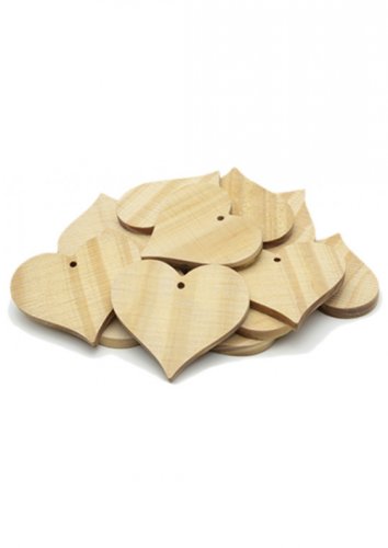 Jucaresti - Set de 20 de inimioare din lemn pentru decorat 7 x 8 cm