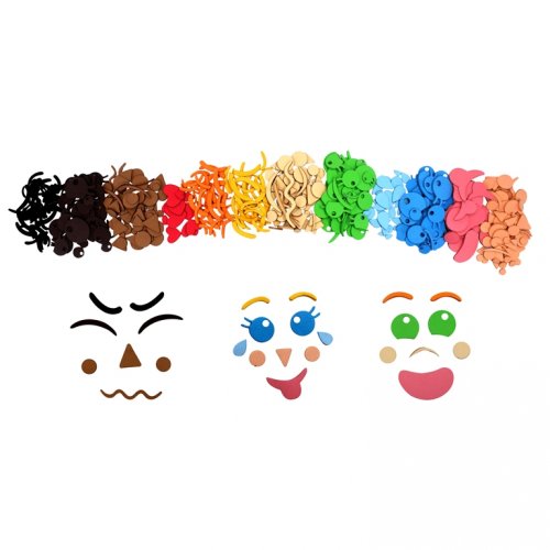 Jucaresti - Set de 500 de forme colorate din spuma autoadeziva - creeaza expresiile fetei