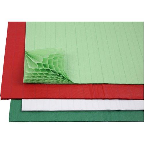 Set de 8 coli de hartie tip fagure pentru decoratiuni 28 x 17 cm (verde deschis rosu alb si verde inchis)