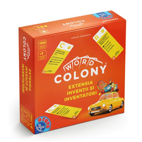 Extensia Invenții & Inventatori Word Colony®, 100 cărți de joc, +1 jucător, Ediția RO