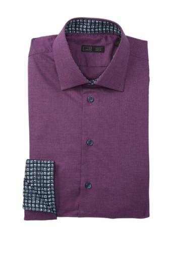14th & Union - Imbracaminte barbati 14th union houndstooth trim fit stretch dress shirt purple hail