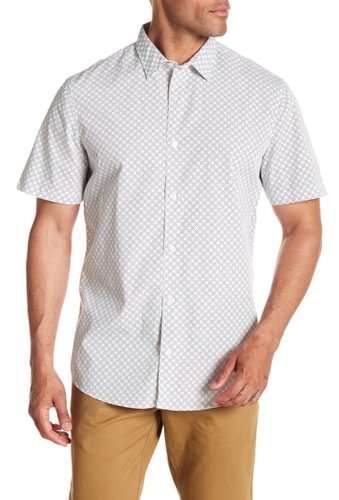 Imbracaminte barbati 14th union printed short sleeve regular fit shirt white navy dot check