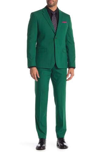 14th & Union - Imbracaminte barbati 14th union solid two button notch lapel extra trim fit suit green willow