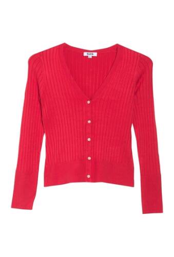 Imbracaminte Femei 525 america Ribbed Knit Fitted Cardigan FIRE RED