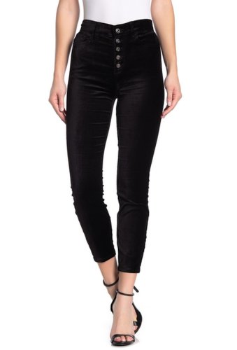 Imbracaminte Femei 7 For All Mankind The High Waist Exposed Button Fly Velveteen Ankle Skinny Pants BLACK