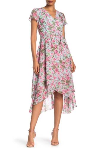 Imbracaminte Femei Betsey Johnson Floral Wrap Midi Dress FAIR AQUA FLORAL