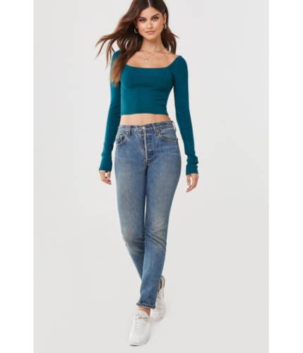 Imbracaminte Femei Forever21 Ribbed Off-the-Shoulder Sweater PEACOCK