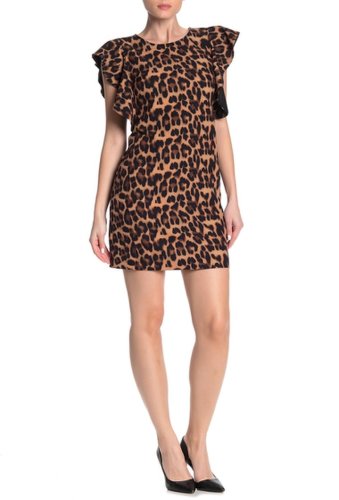 Imbracaminte Femei Laundry by Shelli Segal Leopard Ruffle Sleeve Mini Dress Regular Plus Size LEOPARD