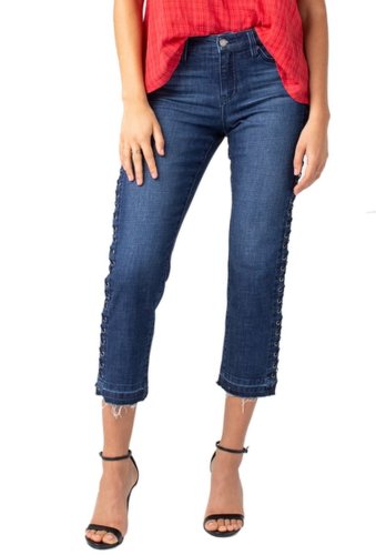 Imbracaminte Femei Liverpool Jeans Co Sadie Lace-Up Straight Cropped Jeans MONTAUK MID BLUE