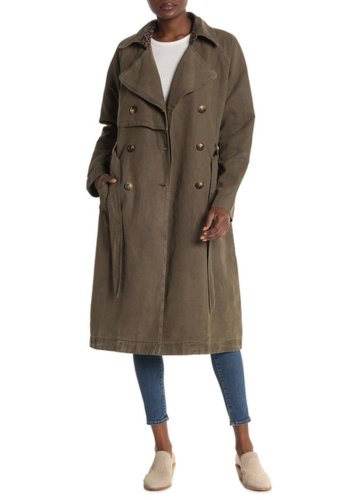 Imbracaminte Femei Lucky Brand The Relaxed Double Breasted Canvas Trench Coat OLIVE TARM