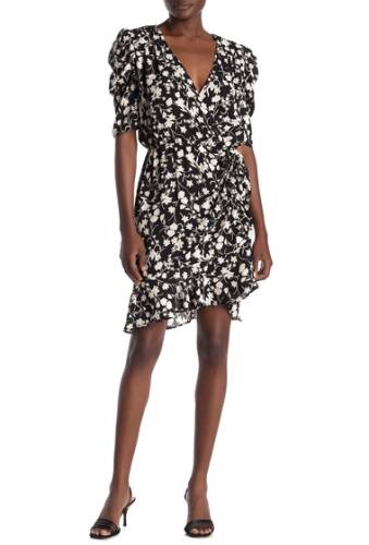 Imbracaminte Femei Sugarlips Fairly Floral Ruched Faux Wrap Dress BLACK-MULTI