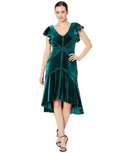 Imbracaminte Femei Taylor Ruffle Sleeve Velvet High-Low Dress Spruce