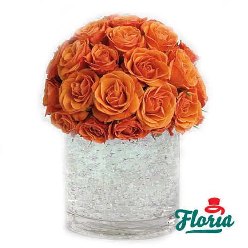 Aranjament de masa pentru nunta cu trandafiri portocalii - premium