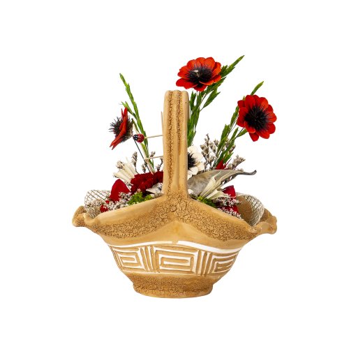 Aranjament, cos mijlociu din ceramica cu flori / EXT 10192