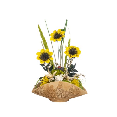 Aranjament, cosulet din ceramica cu flori / EXT 10164_1
