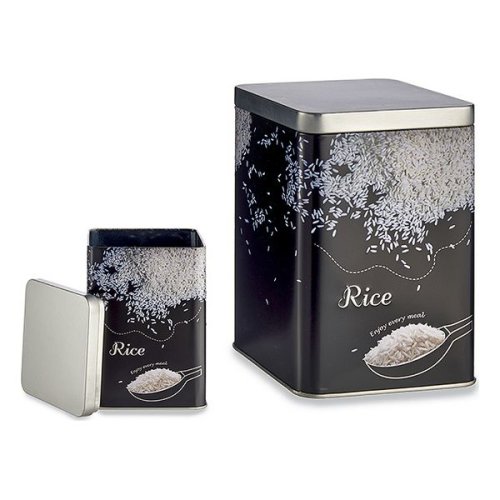 Bigbuy Home - Cutie metalică rice (10,2 x 15 x 10,2 cm)