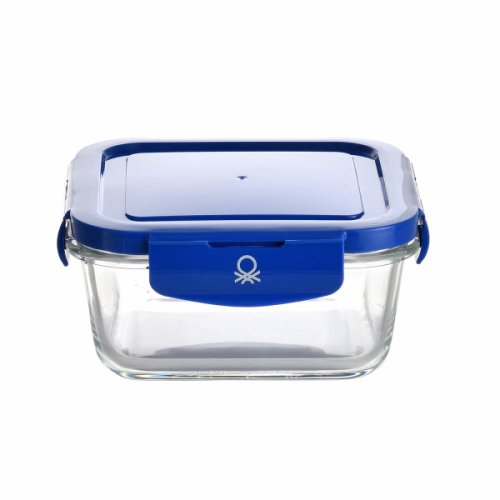 Cutie pentru prânz ermetică Benetton Albastru Plastic Sticlă borosilicată (570 ml)