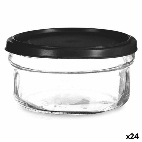 Cutie rotundă pentru prânz cu capac Negru Transparent Plastic Sticlă (415 ml) (24 Unități)