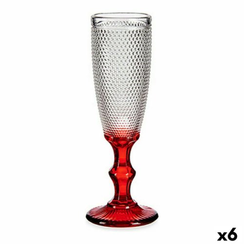 Pahar de șampanie Roșu Transparent Puncte Sticlă 6 Unități (180 ml)