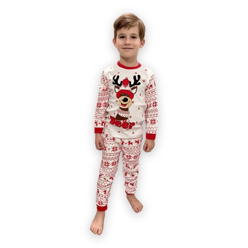 Pijama Ren bumbac copii, motive de Craciun COD 3049