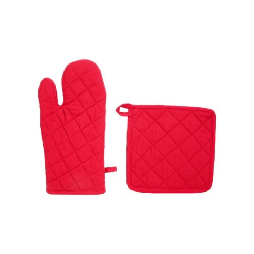 Set mănuși de cuptor și suport pentru oală Atmosphera Roșu Bumbac