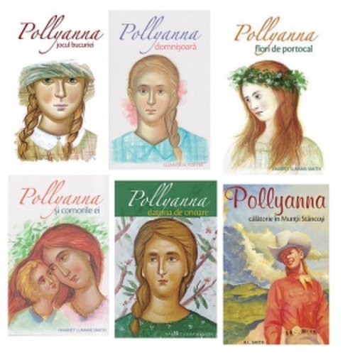 Pachet Pollyanna 6 volume: 1. Jocul bucuriei, 2. Pollyanna domnisoara, 3. Flori de portocal, 4. Pollyanna si comorile ei, 5. Datoria de onoare, 6. Calatorie in Muntii Stancosi