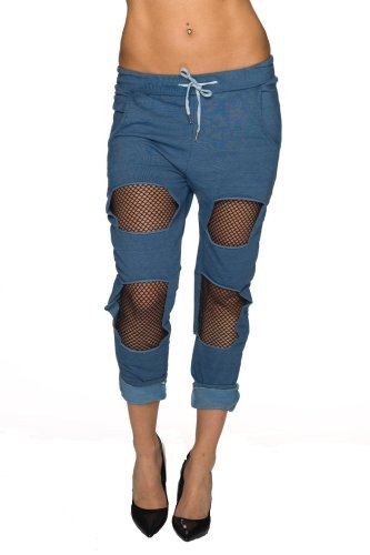 Infinity - Pantaloni lungi casual model statement cu rupturi, marimea s/m