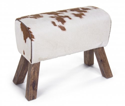 Bancheta buffalo, lemn poliester, maro alb, 69x28x50 cm