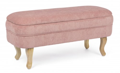 Bancheta chenille, lemn poliester, roz, 102x41x49 cm