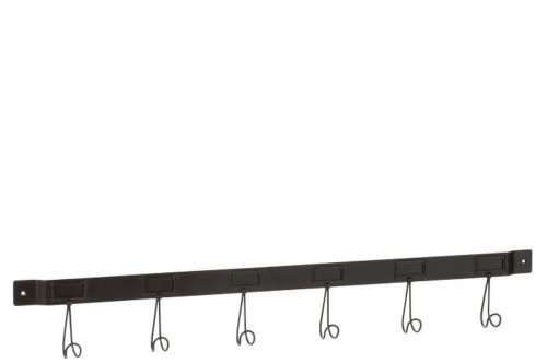 Cuier 6 hooks, metal, negru, 86.5x4.5x12.5 cm