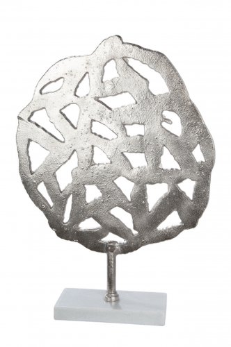 Decoratiune Feather , Aluminiu, Argintiu, 41x28x10 cm