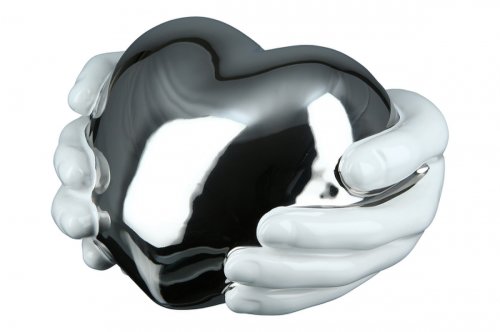 Decoratiune Hand, Ceramica, Alb Argintiu, 18x10x17 cm