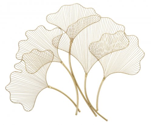 Decoratiune pentru perete glam leaf, 79x5x68 cm, Mauro Ferretti