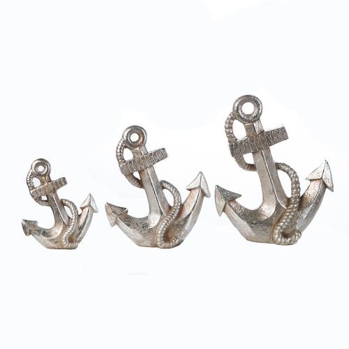 Gilde - Figurina anchor, ceramica, argintiu, 5.5x17.5x19 cm