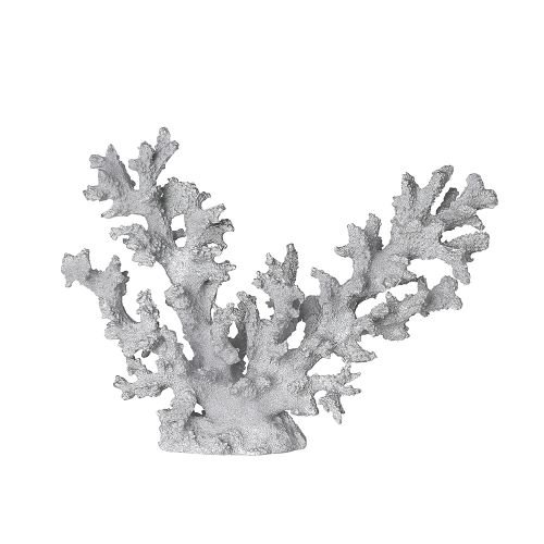 Figurina coral Grande, rasina, argintiu, 12x32x24 cm