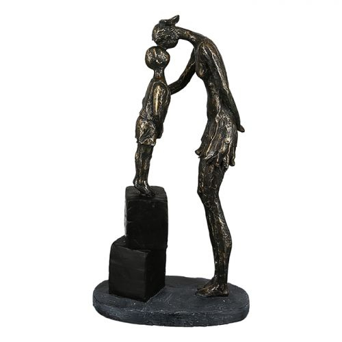 Gilde - Figurina mum and child, rasina, bronz gri, 8x15x28 cm