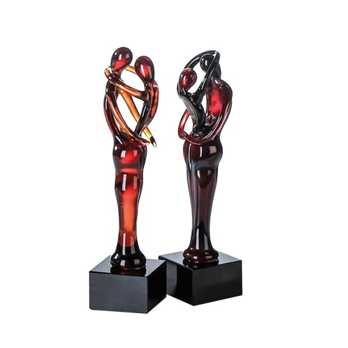 Gilde - Set 2 figurine pair, sticla, multicolor, 5x5x19 cm