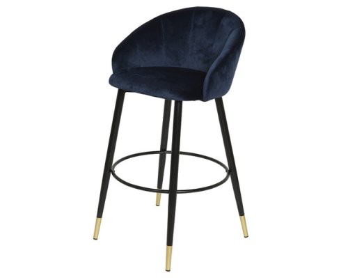 Set 2 scaune bar, MANHATTAN, catifea, albastru, 53X55X100 cm